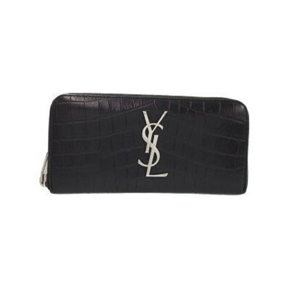 SAINT LAURENT PARIS Monogram Crocodile Full Zip Wallet Long - Picture 1 of 5
